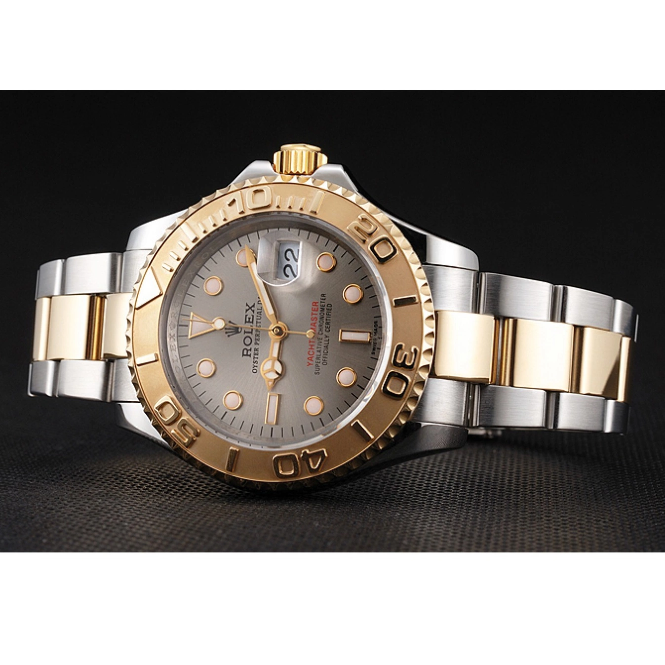 Rolex aaa copy Steel Bezel Yacht-Master Two Rolex Gold Gray Tone Case Swiss Dial Stainless Dial 0801